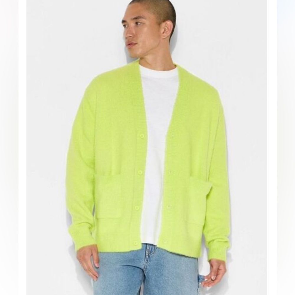 Men's Lime Green Button-Up Cardigan Sweater by Original Use Target Sz M